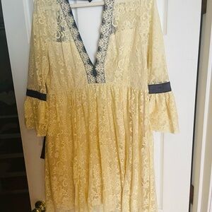 Free People Cream Lace Backless Dress